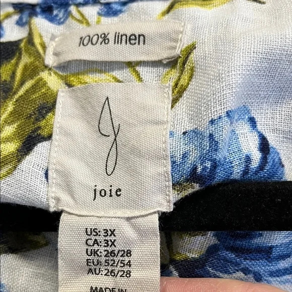 Joie Blue and Green Floral Linen Shirt - Picture 2 of 4